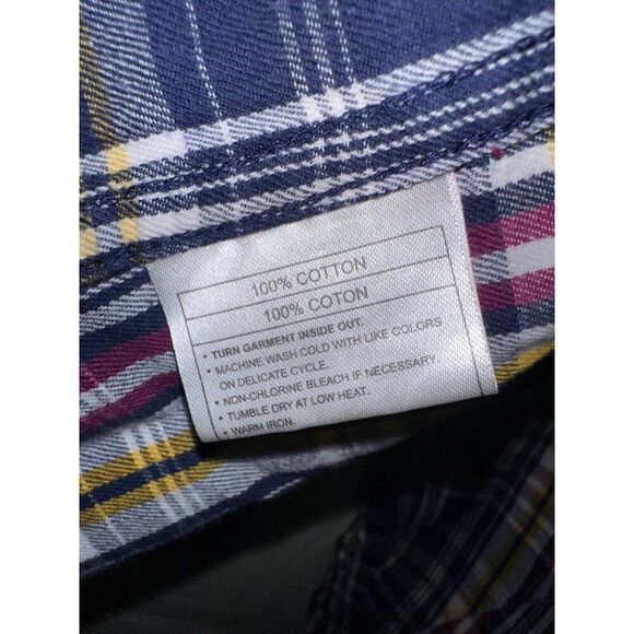Ariat Men’s Plaid Button Up Shirt -Navy/Maroon/Yellow/WhiteSize XL - Picture 12 of 13